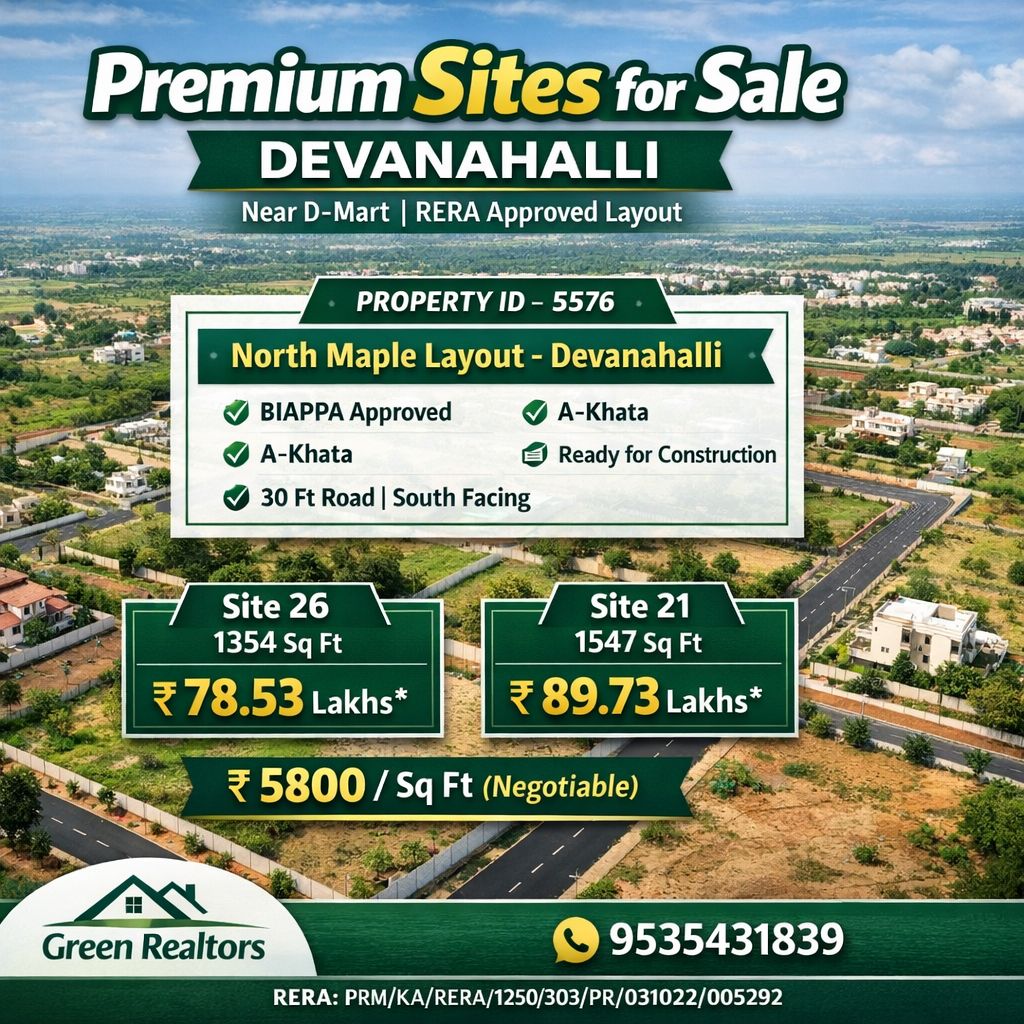🆔 *PROPERTY ID – 5576* 🏡 *Premium Residential Sites for Sale – Devanahalli (Near D-Mart)*